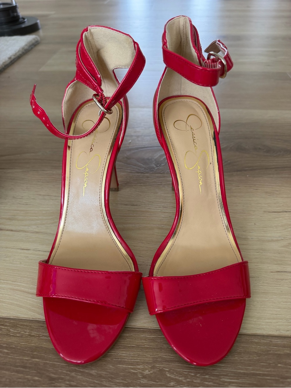 Jessica Simpson Patent Red Open-Toe Ankle-Strap Heels